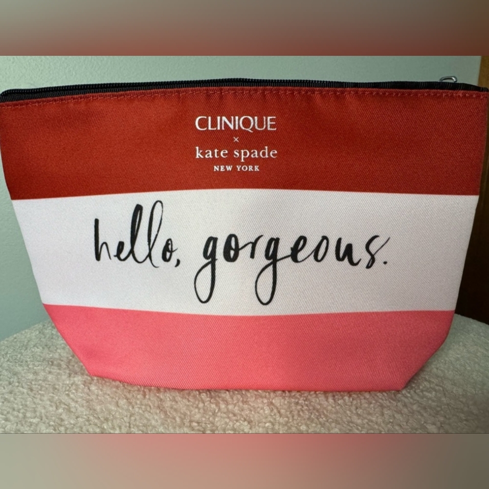 Kate Spade Collab With Clinique Red and Pink Cosmetic Bag